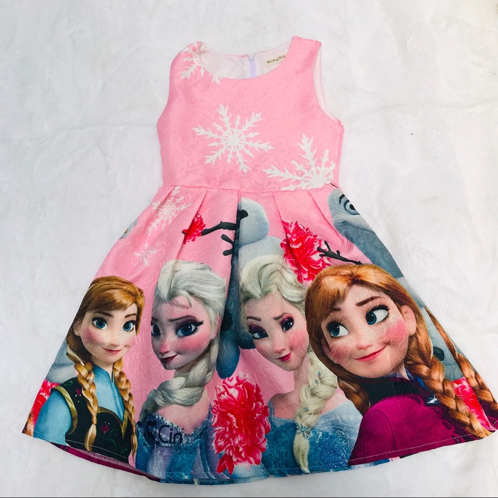 Frozen Elsa Ana dress pink graphic size 6-7. Read
